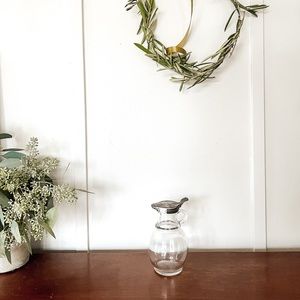 Glass and metal syrup or sprinkle container